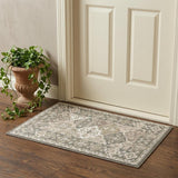 2' X 4' Green and Ivory Ogee Power Loom Distressed Area Rug