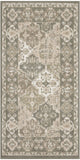 2' X 4' Green and Ivory Ogee Power Loom Distressed Area Rug