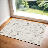 2' X 4' Beige And Ivory Floral Area Rug