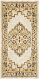 2' X 4' Beige and Ivory Medallion Power Loom Distressed Area Rug