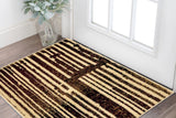 2' X 4' Tan Black and Red Striped Non Skid Area Rug