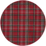 5' Red and Black Round Plaid Power Loom Area Rug