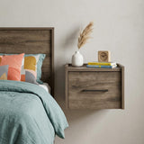 10" Brown Wood One Drawer Floating Nightstand