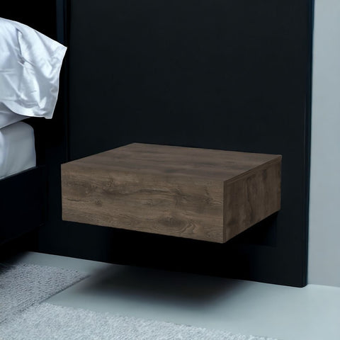 16" Brown Wood One Drawer Floating Nightstand