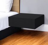 16" Black Wood One Drawer Floating Nightstand