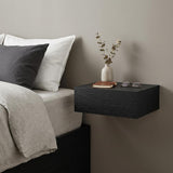 16" Black Wood One Drawer Floating Nightstand