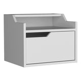 13" White Wood One Drawer Floating Nightstand