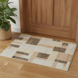 2' X 4' Beige Brown And Tan Geometric Area Rug
