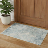 2' X 4' Blue And Ivory Abstract Washable Area Rug