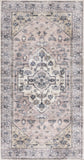 2' X 4' Pink and Ivory Medallion Power Loom Distressed Washable Non Skid Area Rug