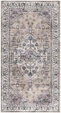 2' X 4' Beige and Ivory Medallion Power Loom Distressed Washable Non Skid Area Rug