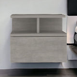 13" Gray Wood One Drawer Floating Nightstand