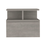13" Gray Wood One Drawer Floating Nightstand