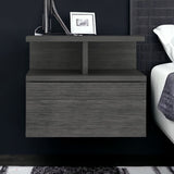 13" Dark Gray Wood One Drawer Floating Nightstand