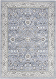 4' X 6' Beige and Blue Floral Distressed Non Skid Area Rug