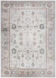 4' X 6' Ivory and Gray Floral Distressed Non Skid Area Rug