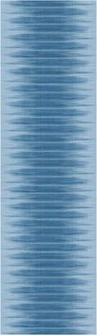 8' Blue Ombre Distressed Non Skid Runner Rug