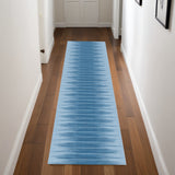 8' Blue Ombre Distressed Non Skid Runner Rug