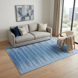 5' X 7' Blue Ombre Distressed Non Skid Area Rug