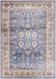 5' X 7' Beige Blue and Red Oriental Distressed Non Skid Area Rug