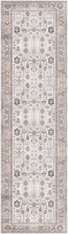8' Gray And Ivory Abstract Distressed Runner Rug