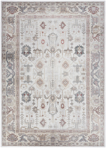 5' X 7' Ivory and Gray Oriental Distressed Non Skid Area Rug