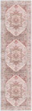 8' Ivory and Red Floral Medallion Distressed Non Skid Runner Rug
