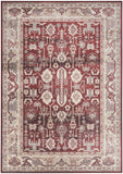 5' X 7' Red and Ivory Oriental Distressed Non Skid Area Rug