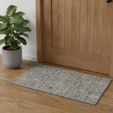 3' X 5' Charcoal Brown And Ivory Floral Distressed Area Rug With Fringe