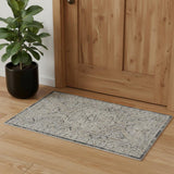 3' X 5' Ivory And Charcoal Medallion Distressed Area Rug With Fringe