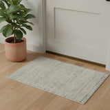 3' X 5' Ivory Brown And Gray Geometric Distressed Area Rug With Fringe