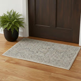 3' X 5' Ivory And Gray Medallion Distressed Area Rug With Fringe