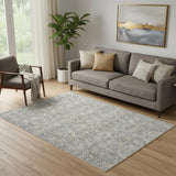 5' X 8' Charcoal Brown And Ivory Floral Distressed Area Rug With Fringe