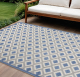 5' X 8' Blue And Gray Geometric Indoor Outdoor Area Rug