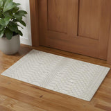 2' X 4' Gray And Ivory Moroccan Washable Area Rug