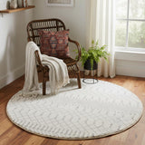 5' Gray And Ivory Moroccan Washable Round Rug
