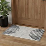 2' X 4' Ivory Geometric Power Loom Washable Area Rug