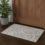 2' X 4' Blue and Ivory Abstract Power Loom Washable Area Rug