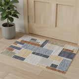 2' X 4' Blue Geometric Washable Area Rug