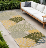 8' Green Yellow And Blue Floral Indoor Outdoor Runner Rug