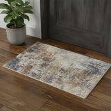 2' X 4' Red And Ivory Abstract Washable Area Rug