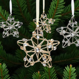 Set of Four Gold And Silver Handmade Faux Crystal And Metal Hanging Star Ornaments