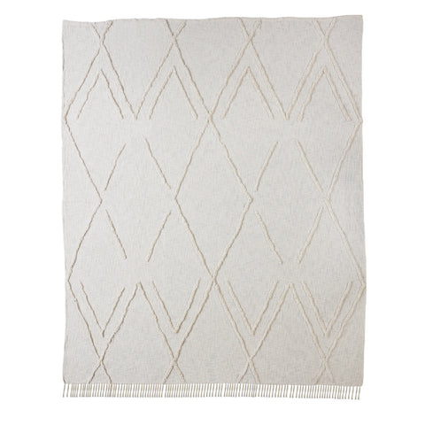 Ivory Geometric Queen Cotton Coverlet