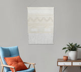 26" X 51" Cream Geometric Cotton Macrame Hanging Tapestry