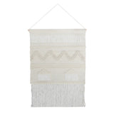 26" X 51" Cream Geometric Cotton Macrame Hanging Tapestry