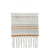 26" X 51" Beige And Rust Geometric Cotton Macrame Hanging Tapestry