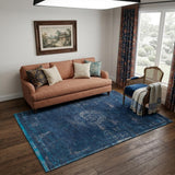 6' X 8' Blue and Gray Medallion Non Skid Area Rug