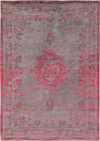 5' X 7' Gray and Pink Medallion Non Skid Area Rug
