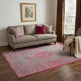 5' X 7' Gray and Pink Medallion Non Skid Area Rug