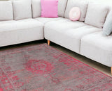 7' X 9' Gray and Pink Medallion Non Skid Area Rug